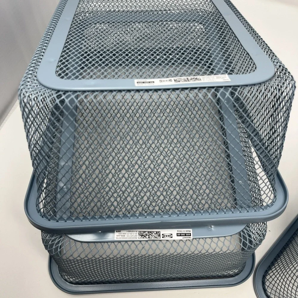 (Lot of 4) Ikea TROFAST Mesh Storage Box Blue Gray 7 7/8 x 11 3/4 x 3 7/8